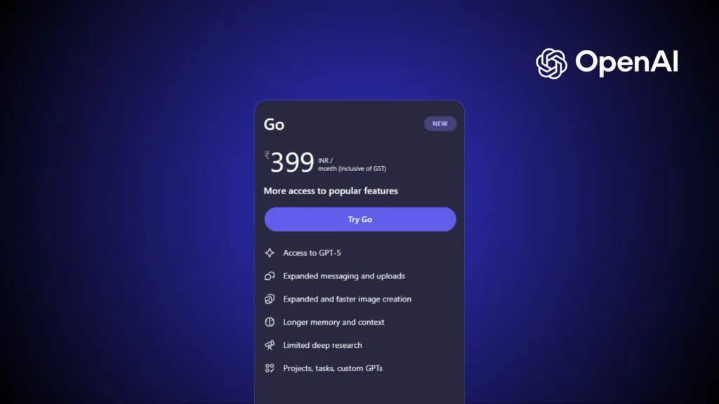 ChatGPT Go Lands in India